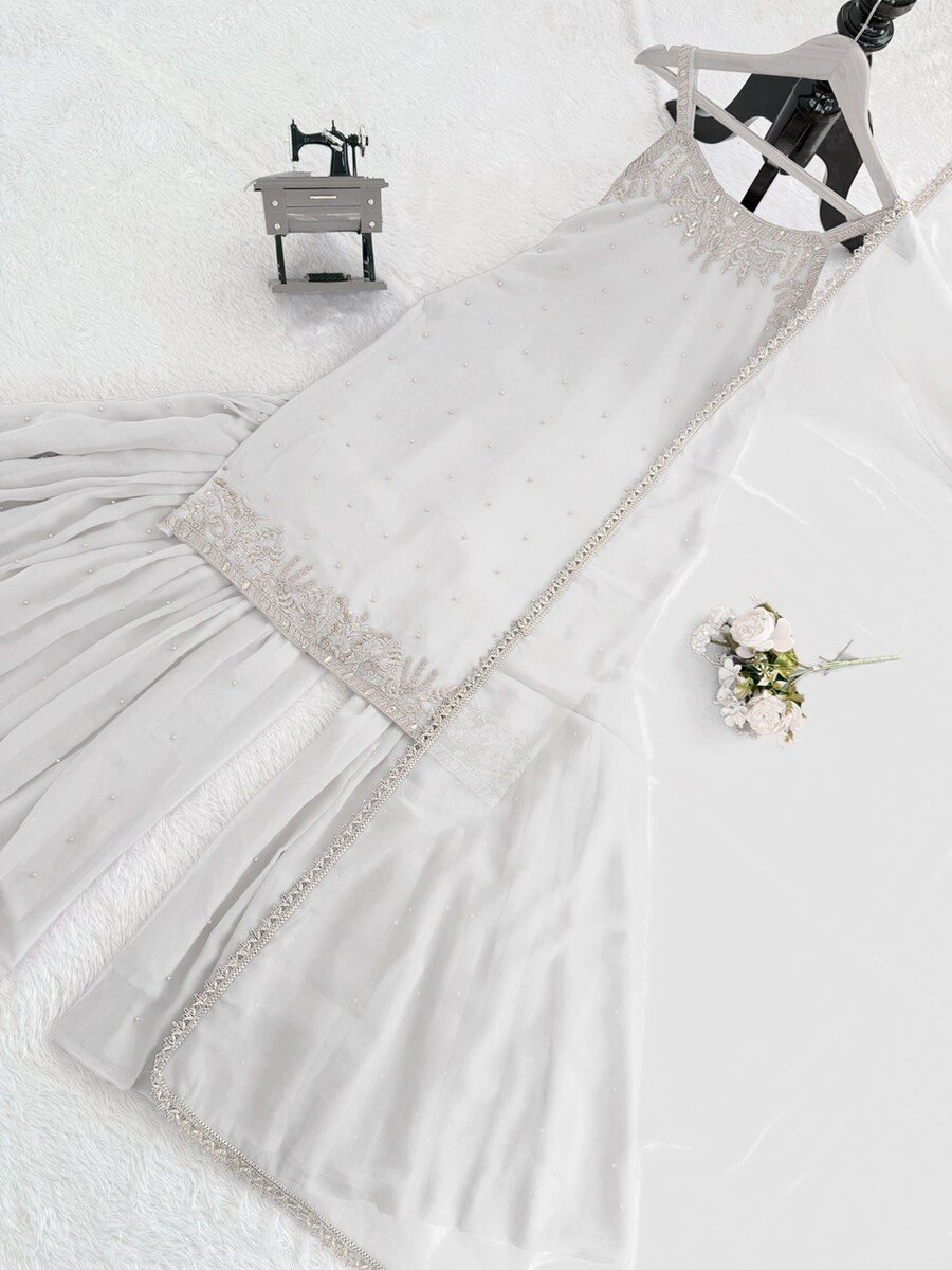 2MODERN GEORGETTE BEADS WITH THREAD & SEQUENCE WORK TOP SHARARA WITH DUPATTA PARTY WEAR WHOLESALE PRICE ETHNIC GARMENT (11)