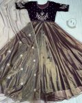 2NEW ARRIVAL VELVET WITH TISSUE NET EMBROIDERY WORK GOWN WITH DUPATTA FESTIVE WEAR WHOLESALE PRICE ETHNIC GARMENT (35)
