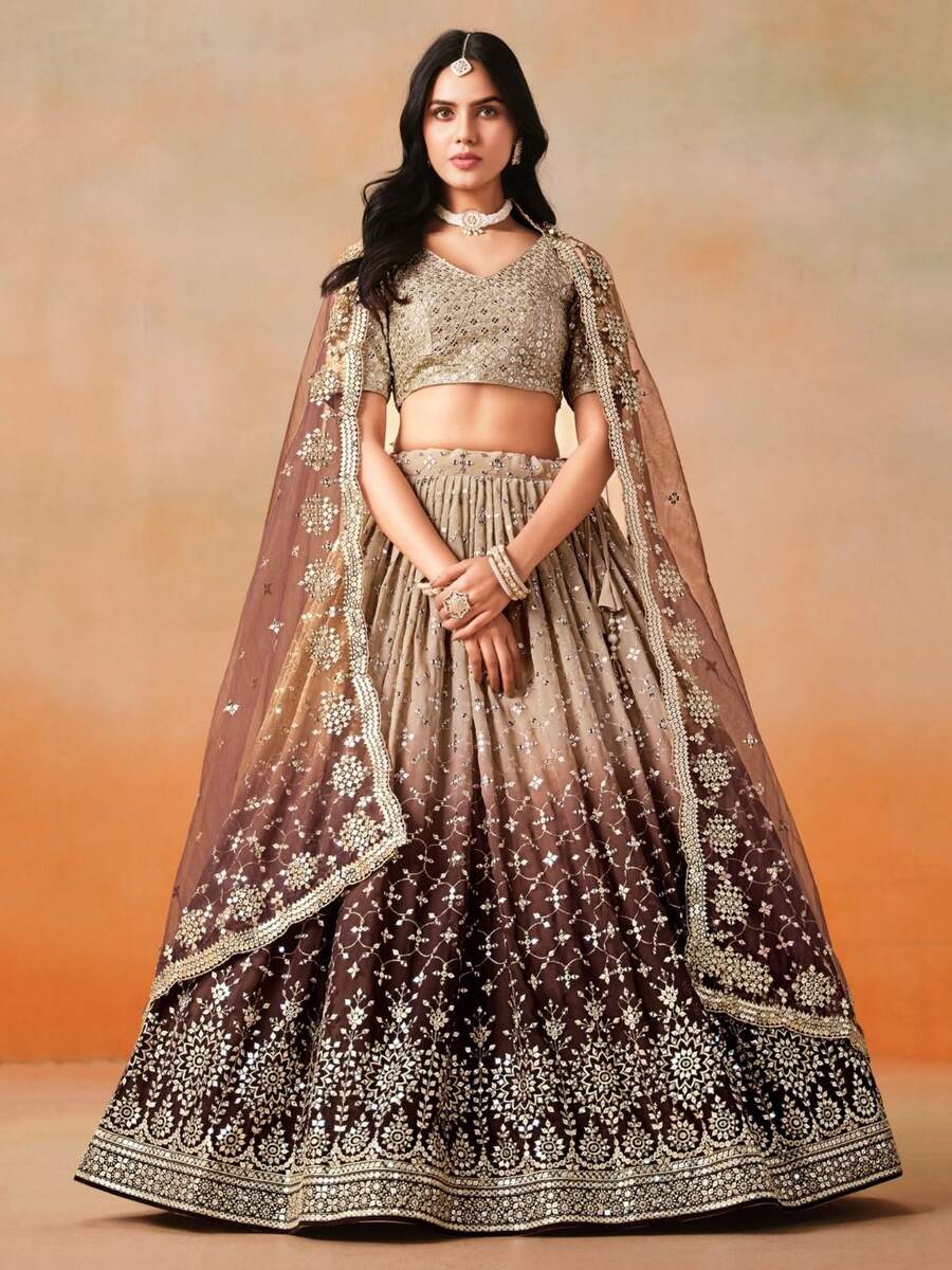 2RICH LOOK GEORGETTE DIGITAL PRINT WITH HEAVY EMBROIDERY SEQUNCE WORK LEHENGA CHOLI WITH DUPATTA WEDDING WEAR WHOLESALE PRICE ETHNIC GARMENT (21)