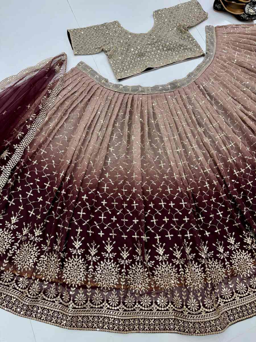 2RICH LOOK GEORGETTE DIGITAL PRINT WITH HEAVY EMBROIDERY SEQUNCE WORK LEHENGA CHOLI WITH DUPATTA WEDDING WEAR WHOLESALE PRICE ETHNIC GARMENT (24)