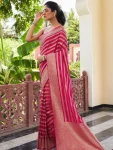 RICH LOOK LICHI SILK JACQUARD WORK SAREE WITH UNSTITCHED BLOUSE RANI