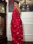 3ATTRACTIVE LICHI SILK JACQUARD WORK SAREE WITH UNSTITCHED BLOUSE FESTIVE WEAR WHOLESALE PRICE ETHNIC GARMENT (24)