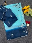 3DESIGNER CRUNCHY CHIFFON BEADS AND MOTI HANDWORK WITH TREAD HAND WORK AND BUTTI WORK SAREE WITH UNSTITCHED BLOUSE PARTY WEAR WHOLESALE PRICE ETHNIC GARMENT (8).jpg