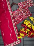 3DESIGNER RANGOLI SILK EMBROIDERY SEQUENCE WITH MULTI THREAD WORK AND CUT WORK BORDER SAREE WITH STITCHED BLOUSE WEDDING WEAR WHOLESALE PRICE ETHNIC GARMENT (26)