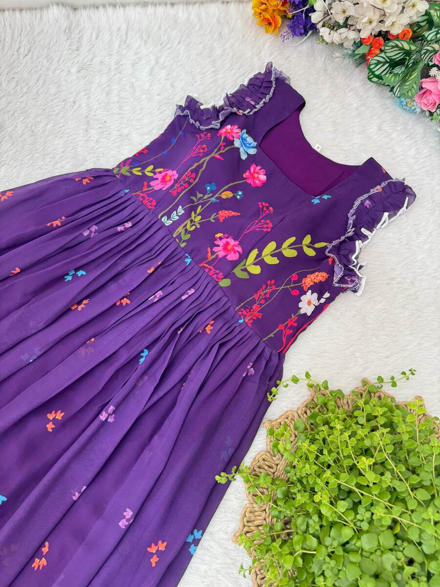 3FANCY GEORGETTE DIGITAL PRINT WORK ONE PIECE DAILY WEAR WHOLESALE PRICE ETHNIC GARMENT (20)