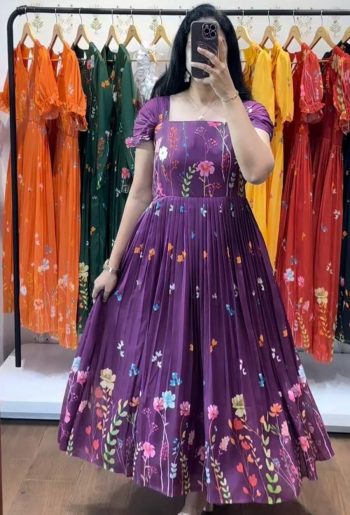 FANCY GEORGETTE DIGITAL PRINT WORK ONE PIECE PURPLE