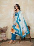 3FANCY MUSLIN SILK DIGITAL PRINT WORK TOP BOTTOM WITH DUPATTA OFFICE WEAR WHOLESALE PRICE ETHNIC GARMENT (17)