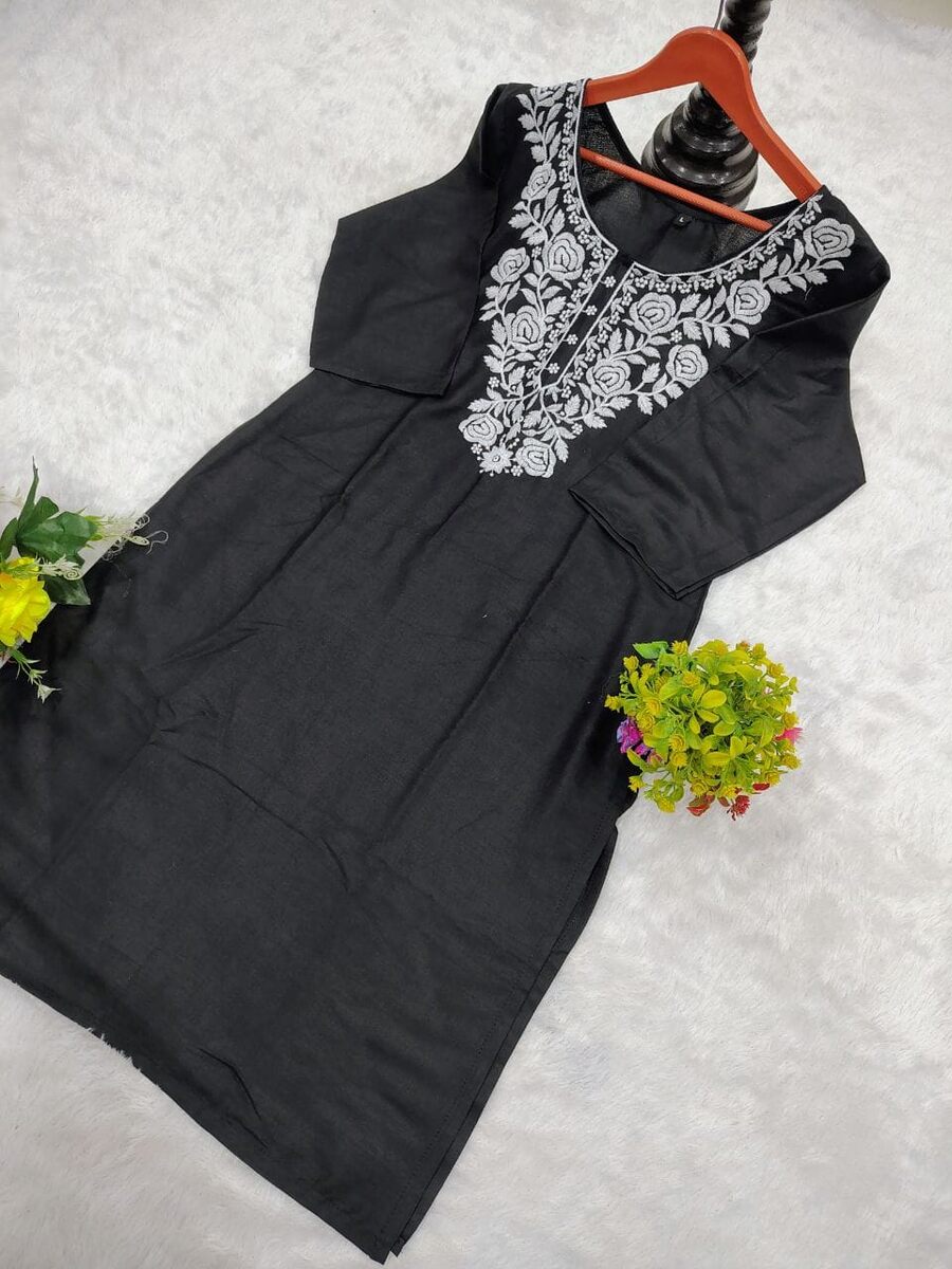 3FANCY RAYON COTTON EMBROIDERY WORK SHORT KURTI OFFICE WEAR WHOLESALE PRICE ETHNIC GARMENT (4)