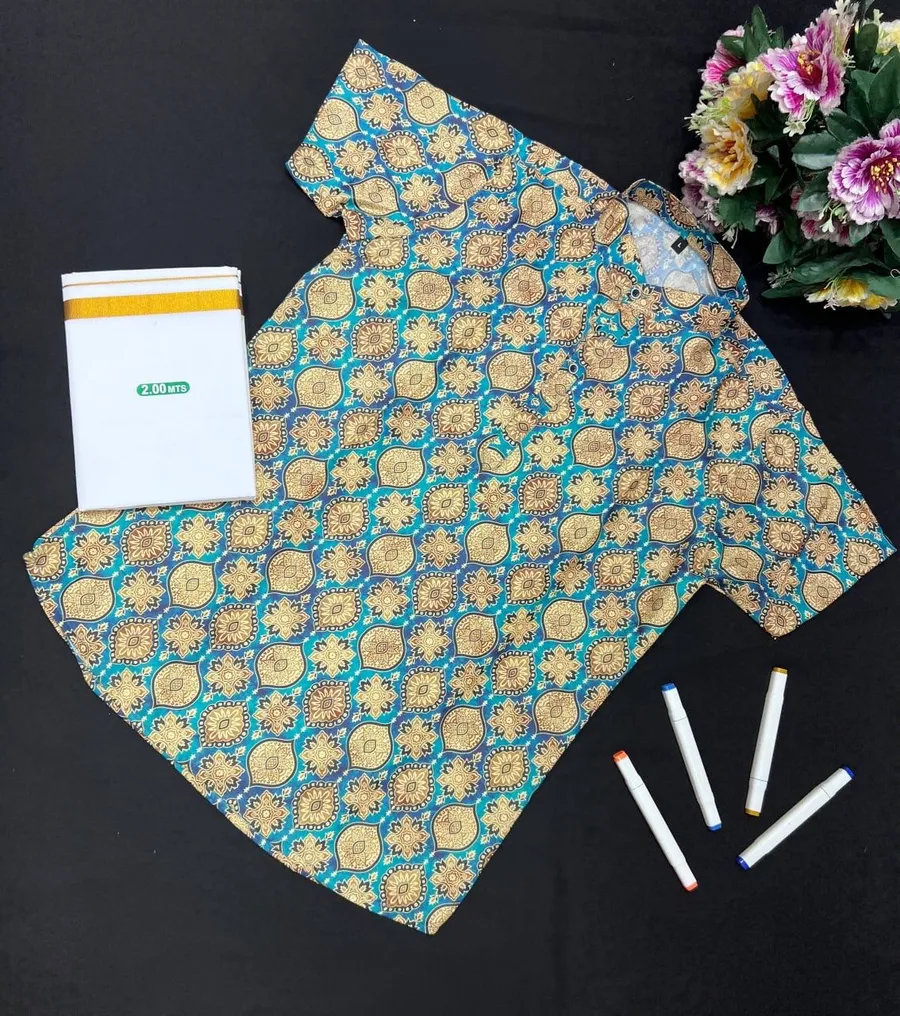 3FANCY RUBI COTTON DIGITAL PRINT WORK MEN'S SHIRT WITH DHOTI FESTIVE WEAR WHOLESALE PRICE ETHNIC GARMENT (14)