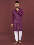 3FANCY VISCOSE SILK EMBROIDERY SEQUENCE WORK MEN’S KURTA PAYJAMA FESTIVE WEAR WHOLESALE PRICE ETHNIC GARMENT (25)