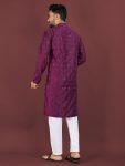 3FANCY VISCOSE SILK EMBROIDERY SEQUENCE WORK MEN’S KURTA PAYJAMA FESTIVE WEAR WHOLESALE PRICE ETHNIC GARMENT (25)