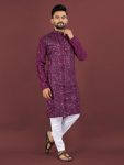 3FANCY VISCOSE SILK EMBROIDERY SEQUENCE WORK MEN’S KURTA PAYJAMA FESTIVE WEAR WHOLESALE PRICE ETHNIC GARMENT (25)