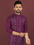 3FANCY VISCOSE SILK EMBROIDERY SEQUENCE WORK MEN’S KURTA PAYJAMA FESTIVE WEAR WHOLESALE PRICE ETHNIC GARMENT (25)