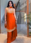 MODERN GEORGETTE BEADS WITH THREAD & SEQUENCE WORK TOP SHARARA WITH DUPATTA ORANGE