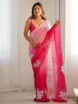 3MODERN GEORGETTE EMBROIDERY WORK SAREE WITH UNSTITCHED BLOUSE WEDDING WEAR WHOLESALE PRICE ETHNIC GARMENT (7)