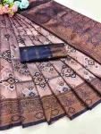 NEW ARRIVAL BANARASI SILK FLOWERS AND MINA WITH ZARI WEAVING BORDER WORK SAREE WITH UNSTITCHED BLOUSE LAVENDER