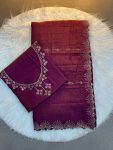 3NEW ARRIVAL CHOCOLATE NC DAIMOND WORK WITH CUT WORK AND HAND WORK SAREE WITH UNSTITCHED BLOUSE PARTY WEAR WHOLESALE PRICE ETHNIC GARMENT (35)