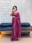 3NEW ARRIVAL CHOCOLATE NC DAIMOND WORK WITH CUT WORK AND HAND WORK SAREE WITH UNSTITCHED BLOUSE PARTY WEAR WHOLESALE PRICE ETHNIC GARMENT (35)