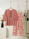 NEW ARRIVAL RAYON DIGITAL PRINT WORK TOP PALAZZO SET PEACH