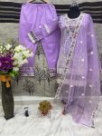 3NEW ARRIVAL TWILL NET CHAIN WORK TOP BOTTOM WITH DUPATTA FESTIVE WEAR WHOLESALE PRICE ETHNIC GARMENT (17)