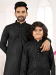 3RICH LOOK COTTON RAYON MACHINE EMBROIDERY WORK FATHER SON COMBO SET FESTIVE WEAR WHOLESALE PRICE ETHNIC GARMENT (9)