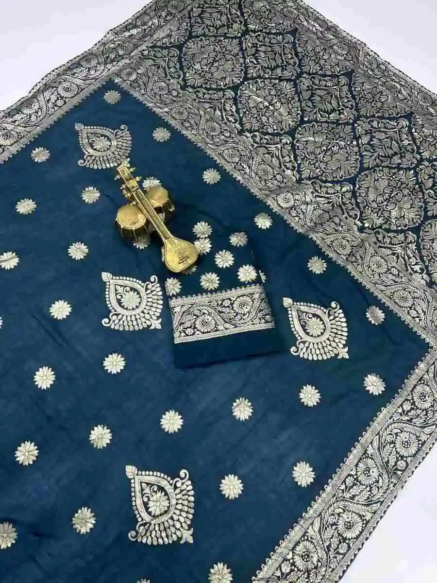 3RICH LOOK DOLA SILK ZARI AND WEAVING WITH PIPING LACE BORDER WORK SAREE WITH UNSTITCHED BLOUSE FESTIVE WEAR WHOLESALE PRICE ETHNIC GARMENT (13)