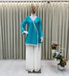 RICH LOOK GEORGETTE PRINTED WITH KODI LACE WORK KURTI PALAZZO SET SKY