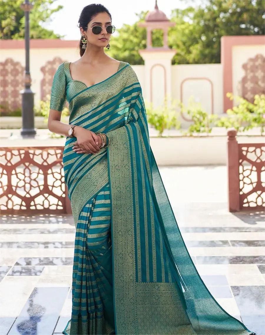 3RICH LOOK LICHI SILK JACQUARD WORK SAREE WITH UNSTITCHED BLOUSE CASUAL WEAR WHOLESALE PRICE ETHNIC GARMENT (12)
