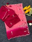 4DESIGNER CRUNCHY CHIFFON BEADS AND MOTI HANDWORK WITH TREAD HAND WORK AND BUTTI WORK SAREE WITH UNSTITCHED BLOUSE PARTY WEAR WHOLESALE PRICE ETHNIC GARMENT (6).jpg