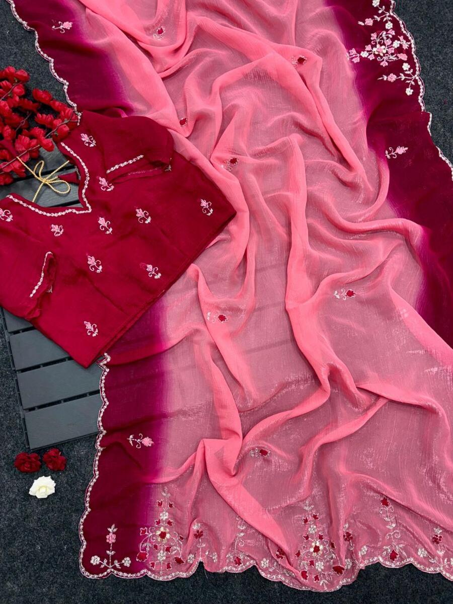 4DESIGNER CRUNCHY CHIFFON BEADS AND MOTI HANDWORK WITH TREAD HAND WORK AND BUTTI WORK SAREE WITH UNSTITCHED BLOUSE PARTY WEAR WHOLESALE PRICE ETHNIC GARMENT (6).jpg