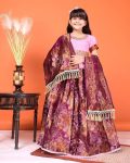 4DESIGNER JACQUARD WEAVING WORK KID’S LEHENGA CHOLI WITH DUPATTA FESTIVE WEAR WHOLESALE PRICE ETHNIC GARMENT (6)