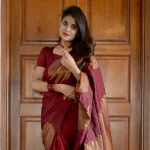 4DESIGNER LICHI SILK JACQUARD WORK SAREE WITH UNSTITCHED BLOUSE FESTIVE WEAR WHOLESALE PRICE ETHNIC GARMENT (13)