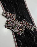4DESIGNER RANGOLI SILK EMBROIDERY SEQUENCE WITH MULTI THREAD WORK AND CUT WORK BORDER SAREE WITH STITCHED BLOUSE WEDDING WEAR WHOLESALE PRICE ETHNIC GARMENT (18)