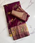 4FANCY KADI CREEP GEORGETTE MEENAKARI JACQUARD WEAVING WITH HAND DYING SAREE WITH UNSTITCHED BLOUSE WEDDING WEAR WHOLESALE PRICE ETHNIC GARMENT (18)