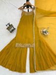 4MODERN GEORGETTE BEADS WITH THREAD & SEQUENCE WORK TOP SHARARA WITH DUPATTA WEDDING WEAR WHOLESALE PRICE ETHNIC GARMENT (19)-34