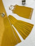 4MODERN GEORGETTE BEADS WITH THREAD & SEQUENCE WORK TOP SHARARA WITH DUPATTA WEDDING WEAR WHOLESALE PRICE ETHNIC GARMENT (19)-34