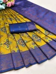 4NEW ARRIVAL BANARASI SILK FLOWERS AND MINA WITH ZARI WEAVING BORDER WORK SAREE WITH UNSTITCHED BLOUSE FESTIVE WEAR WHOLESALE PRICE ETHNIC GARMENT (9)