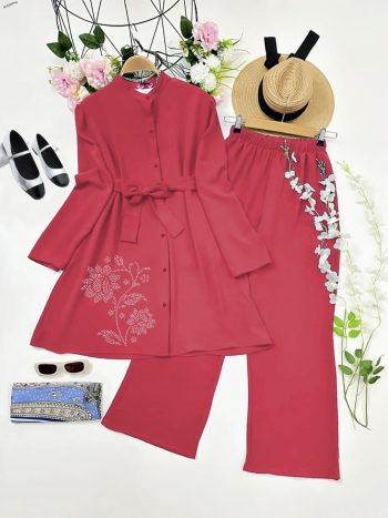 RICH LOOK RAYON DIAMOND WORK WITH FANCY BELT AND KURTI PALAZZO SET RANI