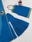 5MODERN GEORGETTE BEADS WITH THREAD & SEQUENCE WORK TOP SHARARA WITH DUPATTA WEDDING WEAR WHOLESALE PRICE ETHNIC GARMENT (13)