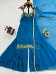 5MODERN GEORGETTE BEADS WITH THREAD & SEQUENCE WORK TOP SHARARA WITH DUPATTA WEDDING WEAR WHOLESALE PRICE ETHNIC GARMENT (13)