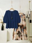 MODERN RAYON TOP WITH LYCRA DIGITAL PRINTED PALAZZO NAVY BLUE