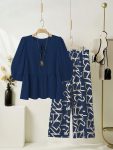 NEW ARRIVAL RAYON DIGITAL PRINT WORK TOP PALAZZO SET BLUE