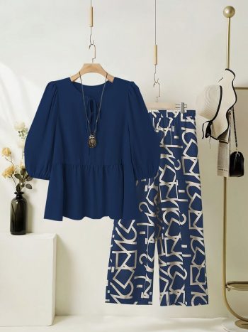 NEW ARRIVAL RAYON DIGITAL PRINT WORK TOP PALAZZO SET BLUE