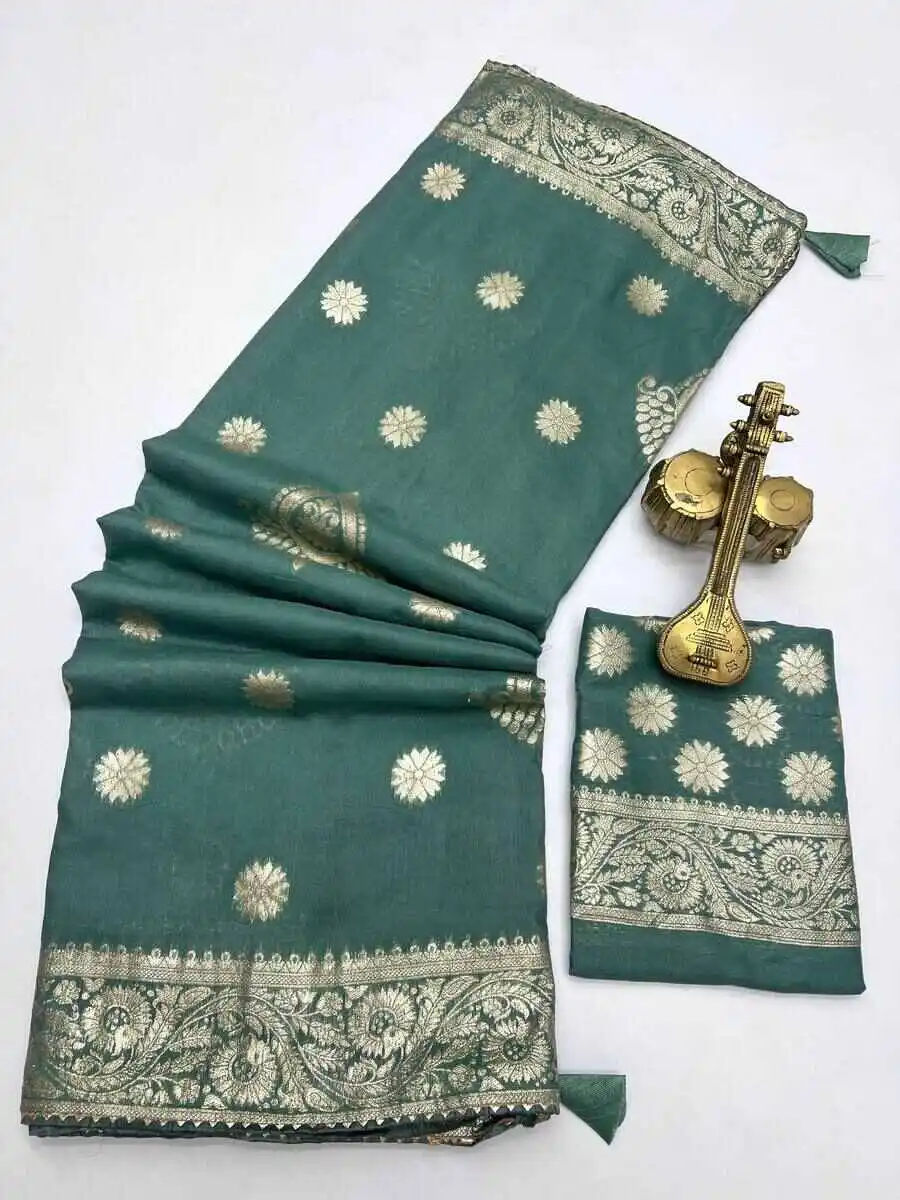 5RICH LOOK DOLA SILK ZARI AND WEAVING WITH PIPING LACE BORDER WORK SAREE WITH UNSTITCHED BLOUSE FESTIVE WEAR WHOLESALE PRICE ETHNIC GARMENT (20)