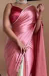 5RICH LOOK SATIN PEARL LACE BORDER WORK SAREE WITH UNSTITCHED BLOUSE PARTY WEAR WHOLESALE PRICE ETHNIC GARMENT (7)