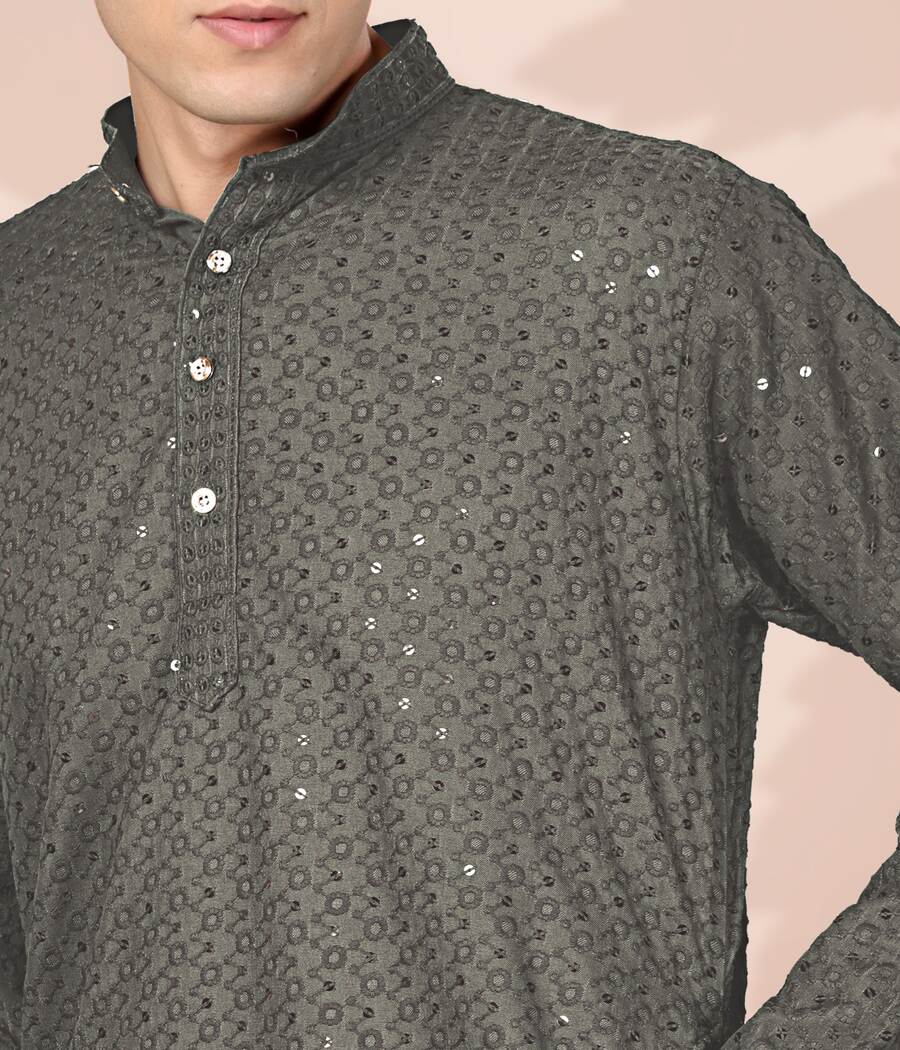 6FANCY COTTON EMBROIDERY WORK MEN'S ONLY KURTA FESTVE WEAR WHOLESALE PRICE ETHNIC GARMENT (34)