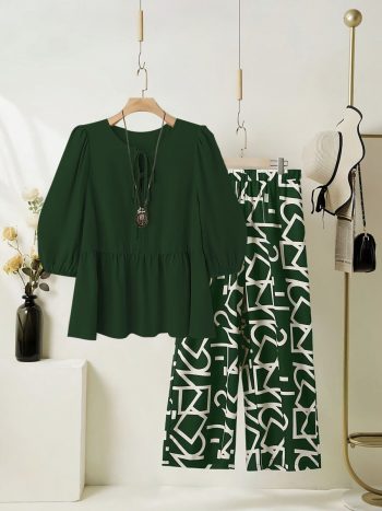 NEW ARRIVAL RAYON DIGITAL PRINT WORK TOP PALAZZO SET GREEN