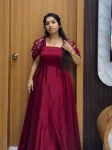 RICH LOOK SPACE SILK & NET THREAD EMBROIDERY WORK GOWN MAROON
