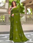 RICH LOOK MUSLIN COTTON SILK DIGITAL PRINT WORK SAREE WITH UNSTITCHED BLOUSE MEHNDI