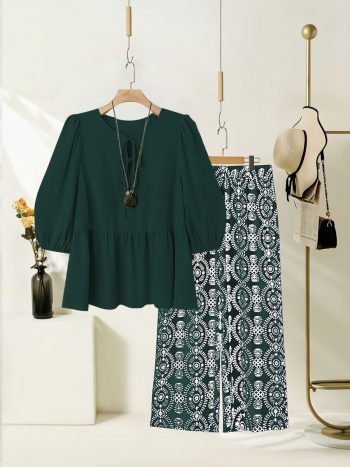 NEW ARRIVAL RAYON DIGITAL PRINT WORK TOP PALAZZO SET GREEN